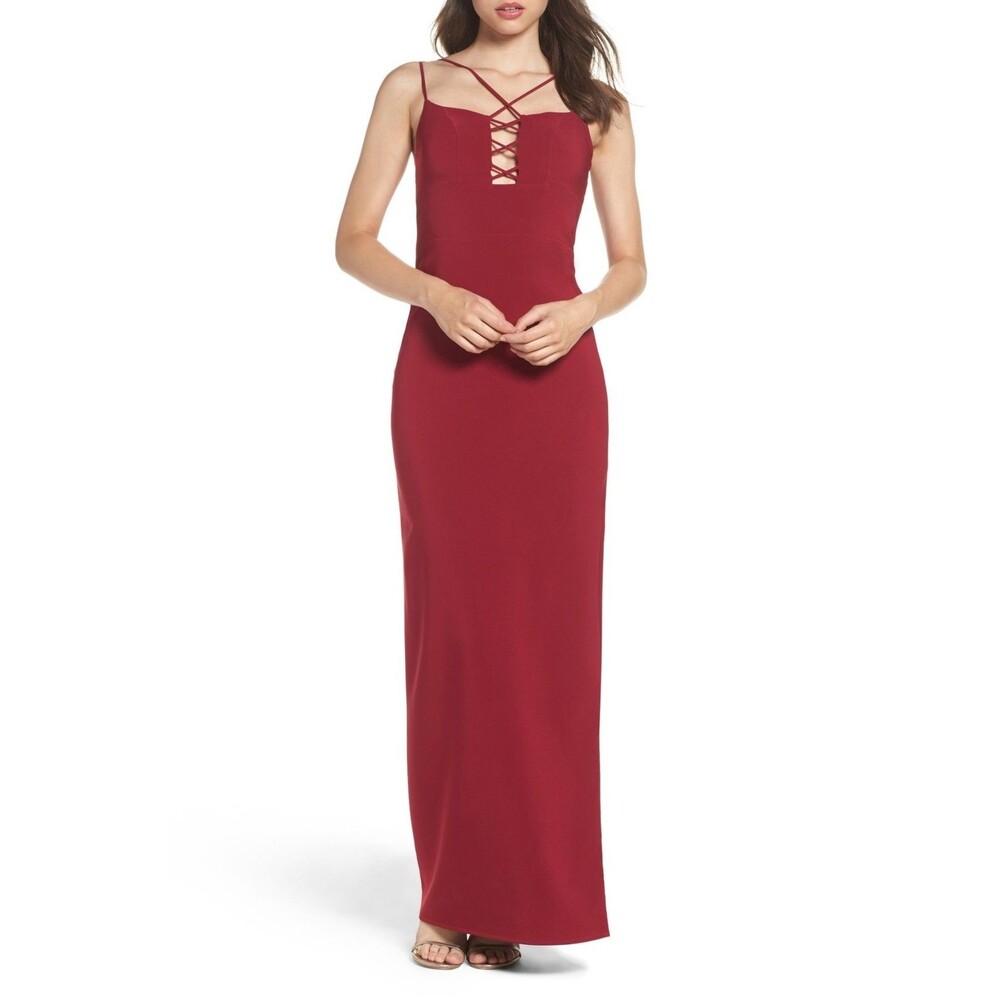 Maria Bianca Nero Starlett Strappy Crepe Gown